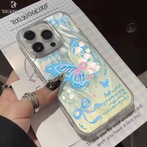 Rixuan Nauxir เคสสำหรับ Realme C63 C65 C67 C61 C53 C55 C51 C51s C35ทราบ50 Realme10 C33 C31 C30S C2 C30 6i 5i C11ขนนกเลเซอร์ขนนกสุดหรู C15มีลายผีเสื้อติดโบว์ที่มีสีสันเคสแข็ง