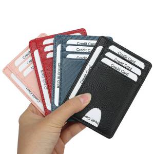 Anti Theft RFID Blocking Mini Wallet RFID Leather Small Id Card Holder