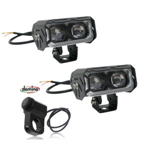 Dual-Lens Ultra-Bright Motorcycle Spotlight Universal Modified Driving Light Multi-Cool Color Switch Switch Equipped