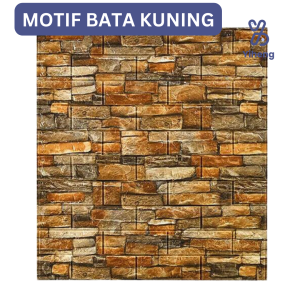 Wallpaper Dinding Foam Plafon Dekor Rumah Motif Bata 3D Wall Sticker Bata Kuning Size 70X77 CM