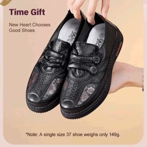Womens embroidery softsoled flat shoes for elderly grandma New style soft-soled non-tiring leather