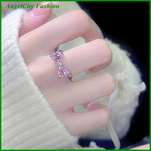 AngelCity Fashion Store Lovely Princess Pink Ring Adjustable Bowknot Ring Sweet Ins Style Ring Jewelry For Women Birthday Party Gift Accessories