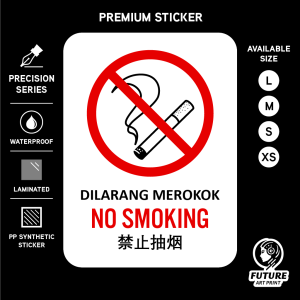 No Smoking. Dilarang Merokok. Sticker Sign Signage Notice Label.