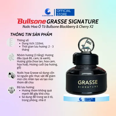 Nước hoa ô tô Bullsone Grasse Signature Blackberry & Cherry (Dung tích 110ml) - Hàng chính hãng - Hương thơm thoang thoảng - Dung tích: 110ml