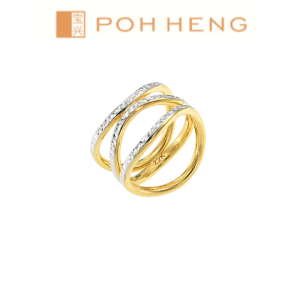 Poh Heng Jewellery 22K Twisting Star Ring in Yellow White Gold[Price By Weight]