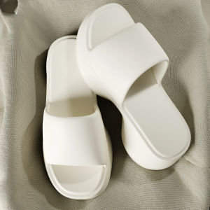 [Free Shipping] 5.5Cm Thick-Soled WomenS Slippers For Outdoor Wear EVA Wedge Heel Solid Color One-Strap Design Durable For Home Use