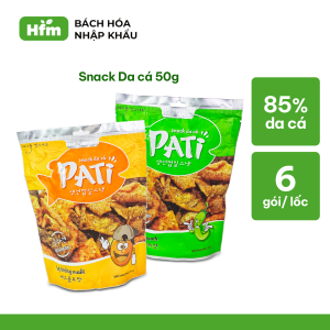 [COMBO 10 GÓI] Snack Da Cá PATI Cao Cấp Chiên Giòn Vị Ớt Xanh/ Trứng Muối (Gói 50g)
