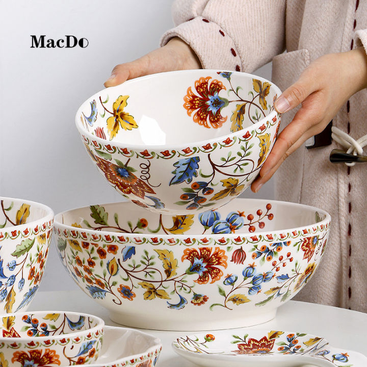 American 12 inch big salad bowl ceramic tableware 5000ml fruit tray