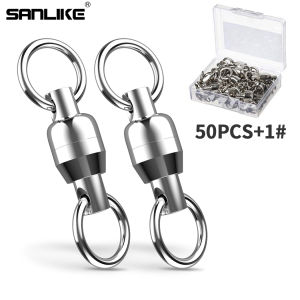 SANLIKE 50pcs Fishing Lure Connectors Swivel Ball Bearing Rolling Swivel Solid Ring Lures Connector