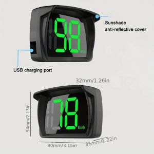 GPS Đồng hồ tốc độ kỹ thuật số ô tô Plug & Play Khả năng tương thích đa năng Màn hình hiển thị đầu xe HUD Đồng hồ đo tốc