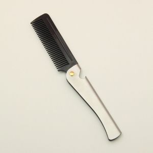 MUKANG Folding Oil Head Comb Stainless Steel Handle Professional Hairdressing Hair Comb Vintage Portable Wide Teeth Men Comb Salon