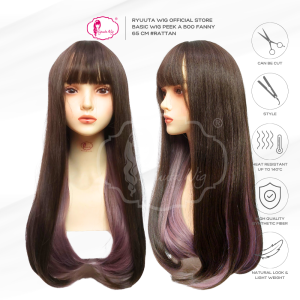 Ryuuta Wig Basic Cap Panjang Lolita Ulzzang 2 Tone Fanny Rattan Haze Blue