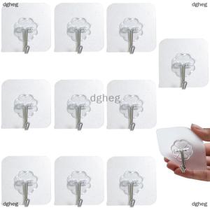 [COD] dgheg 10PCS Transparent Stainless Steel Strong Self Adhesive Hooks Key Storage Hanger for Kitchen Bathroom Door Wall Multi-Function