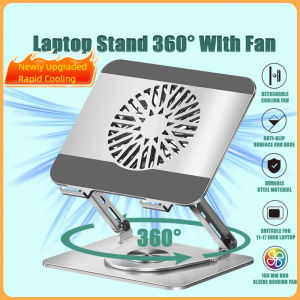 Laptop Stand | 360 Degrees Rotation With Fan Large Diameter Magnetic Turbofan Rapid Cooling