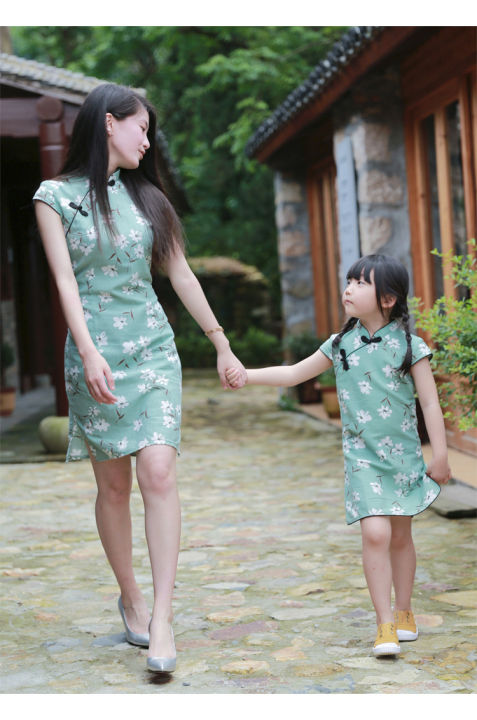 DC Cloud Tang suit parent-child costume children cheongsam summer ...