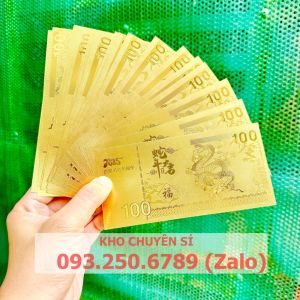 ⭐TẾT 2025 ⭐ Combo 50 Lá Tiền Vàng Con Rắn Macao 100 In Màu Phong Thủy May Mắn Chất Liệu Nhựa Plastic Lì Xì 2025