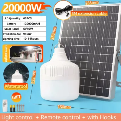 EEKOO Buy 1 Take 1 Solar Light Bulb Outdoor Waterproof Solar Light With Panel Hanging Bulb Portable Camping Light Solar Emergency Lamp 3 Lighting Modes 500W 2000W 80000W For Indoor Kitchen Garden Balcony Hanging