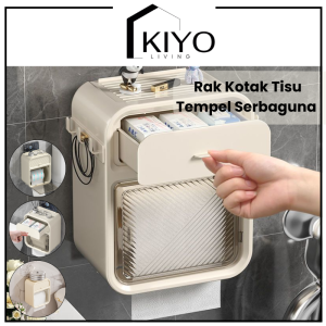 KIYO Kotak Tisu Tempel Dinding Kamar Mandi Toilet Wc Anti Bor / Tempat Tisu Tempel Tanpa Bor Multifungsi Serbaguna / Kotak Tisu Gulung Toilet