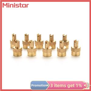 10pcs Car Chrome Metal Slotted Head Valve Stem Caps With Core Remover Tool