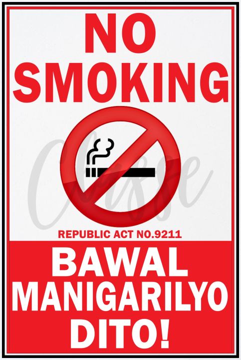 LAMINATED WARNING SIGNAGES A4 SIZE 180GSM PAPER NO SMOKING/VAPING ...