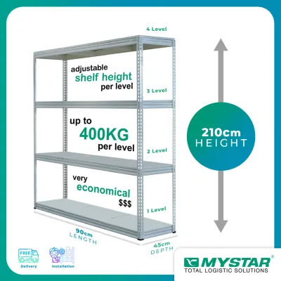 Original Advanced Adjustable MYSTAR Multiple Removeable Metal Shelves Boltless Rack for Bomb Shelter and Storeroom | 210cm Height | Singapore Local Stock |