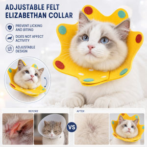 🐾 Adjustable Felt Pet Elizabeth Collar for Recovery/Cat Dog Soft Protective Cone/Comfortable Anti-bite Barrier for Healing/Lightweight Washable Material
