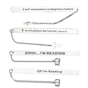 Inspirational Bookmarks Stainless Steel Bookmarks with Chain Reading Accessory for Book Lover Reader Writer Teacher