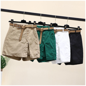 Women's Cotton Shorts: Casual High Waist A-Line Shorts for 2024 Summer Fashion