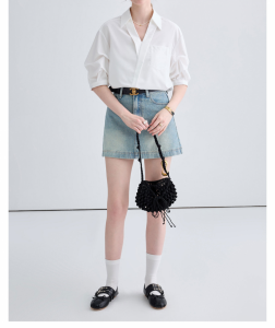 Kemeja polo wanita longgar lengan pendek ramping musim panas mode baru gaya Korea