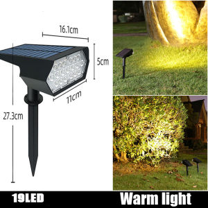 19LED Solar Lawn Spotlights Outdoor Waterproof Courtyard Wall Lamps Intelligent Light-controlled Warm-color Decorative Night Light Garden Landscape Lighting Street Lamps