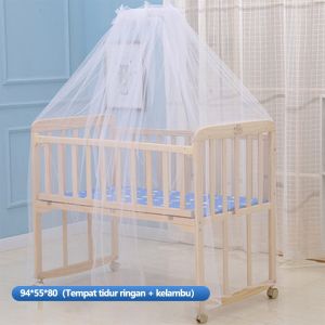 Tempat Tidur Bayi Tempat Tidur Kayu Solid Multifungsi Tempat Tidur Bermain Box Baby