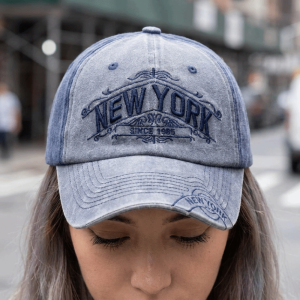 LUSIT Có thể điều chỉnh Mũ bóng chày thêu chữ Hip-hop YORK Mũ thời trang đường phố phương Tây Cổ điển Mũ bị phai màu và cũ kỹ Dành cho Nam Nữ