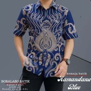 Baju Batik Lapis Furing Biru | Kemeja Pria Lengan Panjang | Hem Cowok Katun Halus Premium | Batik Biru