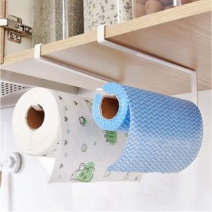 HJKL White Punch-free Wall-mounted Kitchen Holder Home Storage Hanging Towel Stand Toilet Paper Holder Tissue Holder Paper Roll Holder