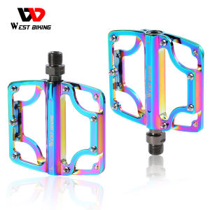 WEST BIKING Bicycle Pedal 3 Bearing Hollow-carved MTB Bike Pedals Aluminum Alloy Non-slip Flat Pedal Lightweight Road Bike Pedal
