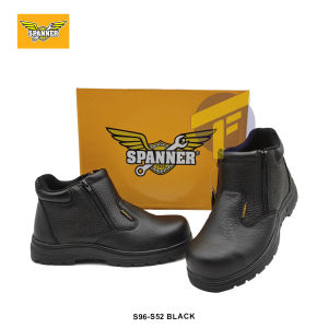 S96-S52 - SPANNER Safety Shoes Mid Cut Zip On / Kasut kerja lelaki Safety boots men outdoor work boots steel toe boots
