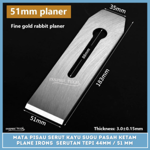 Mata Pisau Serut Kayu Sugu Pasah Ketam Plane Irons  SERUTAN TEPI 44MM / 51 MM