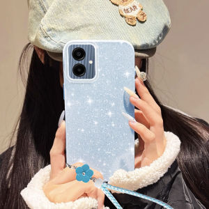 เคสโทรศัพท์สดฉบับภาษาเกาหลี YBD สำหรับ Samsung Galaxy A07 A06 4G 5G A05 A03 A04E M04 F04 M13 5G M06 F06 F05 M05ที่มีการกระพริบและแขวนเชือก