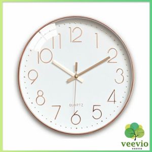 Veevio นาฬิกาแขวนทรงกลม นาฬิกาเดินเงียบ เรียบง่ายและมีสไตล์ wall clock