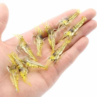 SUKE 15pcs Soft Fishing Luminous Shrimp Lure With Hook Shrimp Bait Artificial Bait Fishing Lure