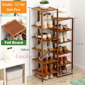 【Bamboo Doorway Shoe Rack】Minimalist Wooden Shoe Shelf/ 6/7/8 Tier Shoe Rack / Rainbow