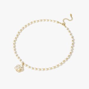 Camellia Pearl Necklace Female Niche Design Necklace 2023 New Light Luxury High-end Small Fragrance Collarbone Chain Choker