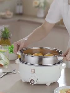 Nồi Lẩu Điện Mandeli Hiệu Suất cao 1000W Dung Tích 4L Kèm Xửng Hấp Inox Lẩu Chiên Xào Đa Năng