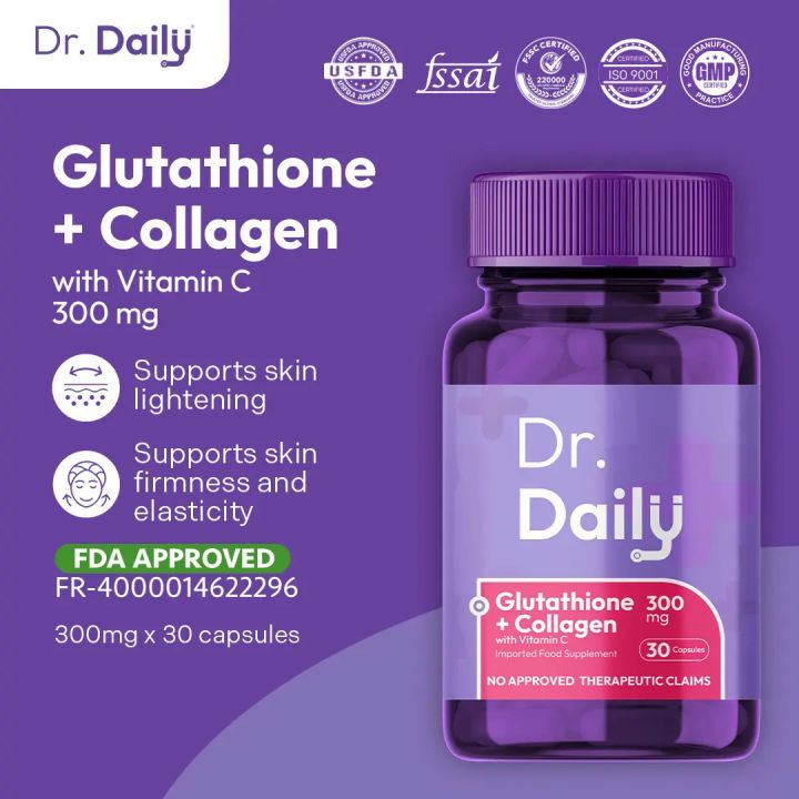 lazada glutathione Dr. Daily + Collagen with Vitamin C| Sodium Ascorbate, Marine Collagen| Skin Elasticity, Lightening, Anti-Aging Essential Fx Acyl-Glutathione Targeted CANTIDAD:PACK DE 12 glutawhtiecream