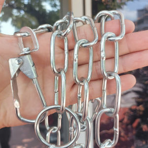 Dây xích dắt thú cưng Số 6 - Dài 1.4 mét (>25kg) mắt xích (40x20mm) Ø4 mm - Thép mạ sáng bóng chắc chắn và bền bỉ.