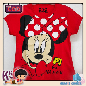 Baju Anak Perempuan / Kaos Anak Lengan Pendek Motif Mintmint Red 1 - 10 Tahun