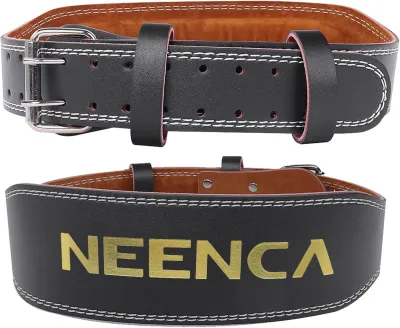 NEENCA Weightlifting Gym Belt PU Leather with Sponge Lifting Belt Mens Buckle Waist/Back Support Professional Weight Training Protective Gear Deadlift Weightlifting Belt for Fitness Lifting Deadlift Squat Bodybuilding