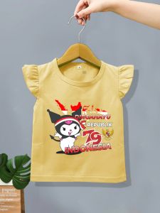Ruffle Tee Kaos Atasan Anak Perempuan Motif Kuromi Edisi Agustusan