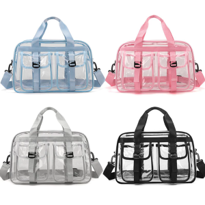 Large Transparent Workout Bag For Stadium Concerts Water Resistant PVC Handbag Shoulder Bag Sports Travel Companion