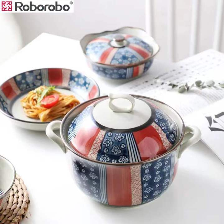 Roborobo Japanese Style Vintage Ceramic Muti Bowls Plate Noodle Bowl ...